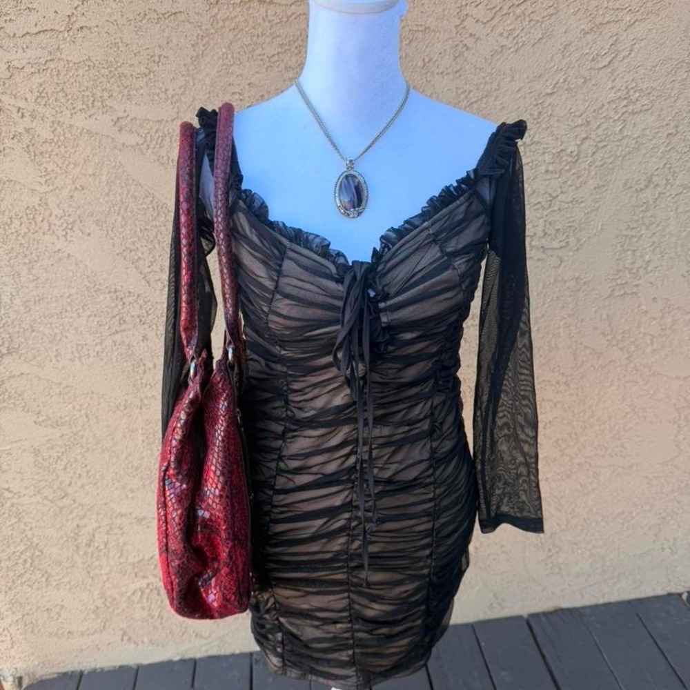 black ruched body con mini dress by fashion nova